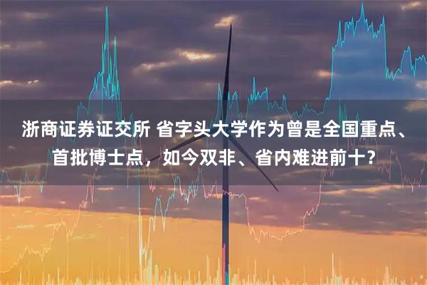 浙商证券证交所 省字头大学作为曾是全国重点、首批博士点，如今双非、省内难进前十？